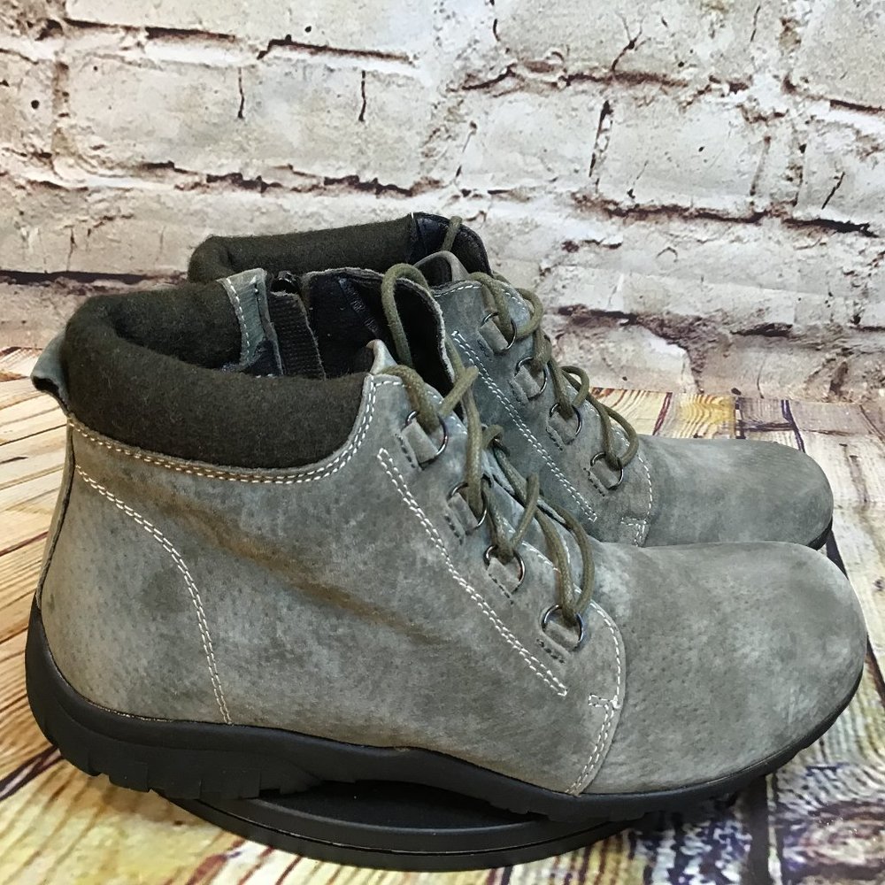 Propet Womens Ash Olive Lined Side Zip Lace Up Leather Ankle Booties Size 6.5 N
